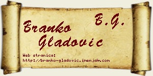 Branko Gladović vizit kartica